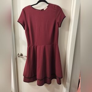 Dark Red Dress with Ruffle Detail